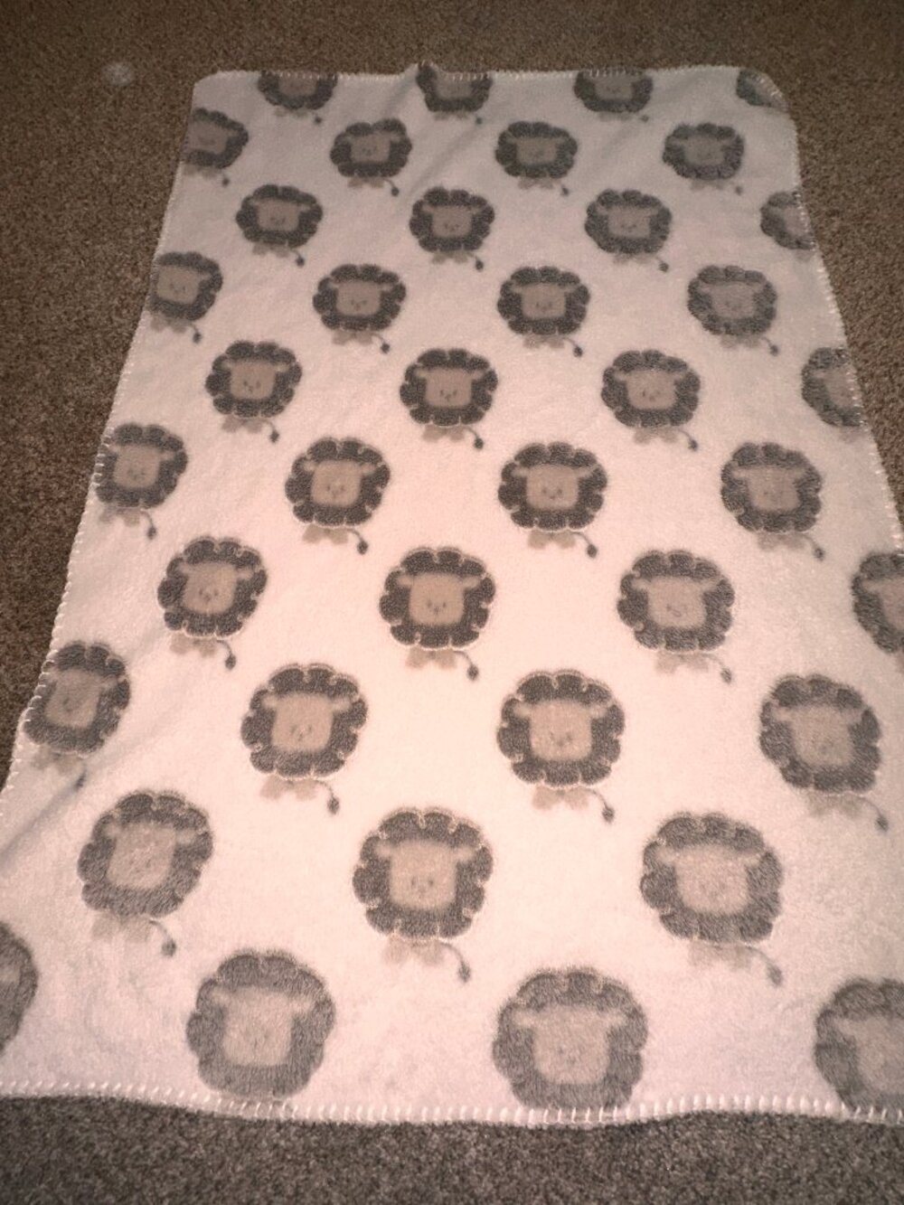 Stephan Baby Lions Baby Blanket Ivory Tan Lovey Fleece Soft 30 X 40”